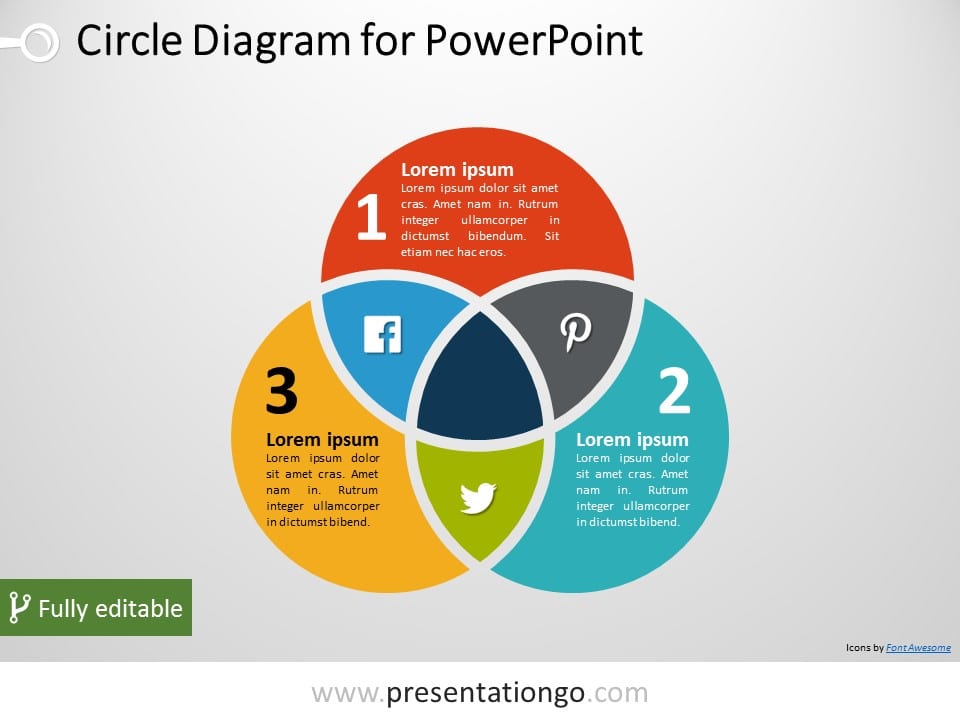 3 Circle Venn PowerPoint Diagram PresentationGO