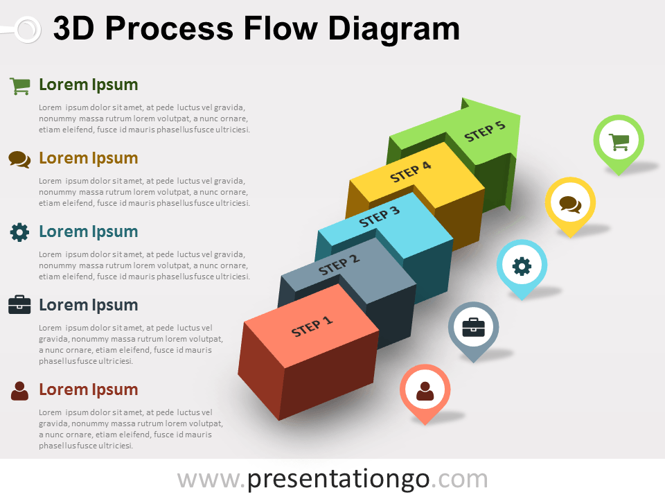 3D Process Flow PowerPoint Diagram