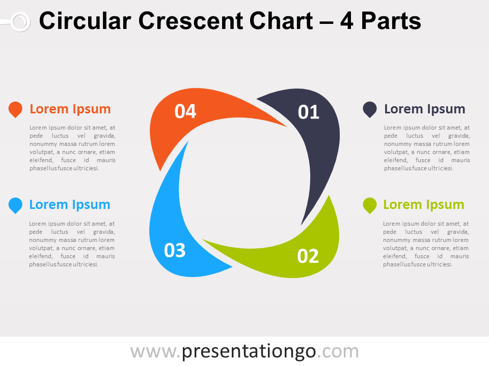 4-Parts Circular Crescent PowerPoint Chart - PresentationGo