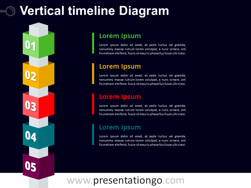 Vertical Timeline PowerPoint With Cubes - PresentationGo