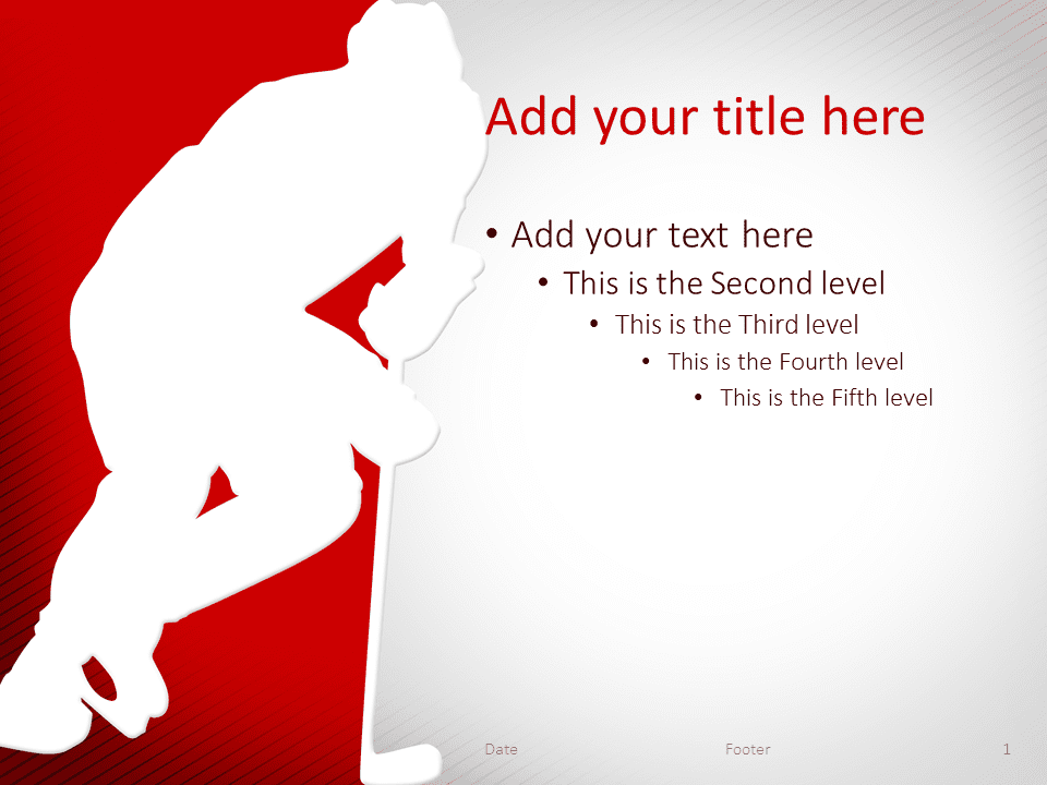 Plantilla gratis para PowerPoint de Hockey de Color Rojo