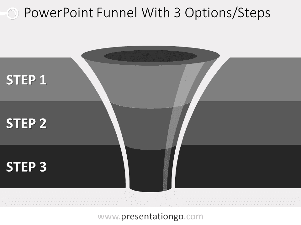 Diagrama gratis de embudo gris de 3 niveles para PowerPoint