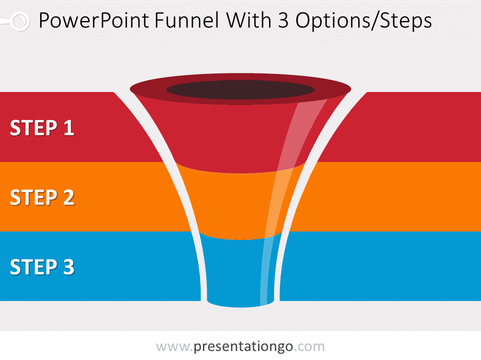 Diagrama de embudo gratis de 3 niveles para PowerPoint