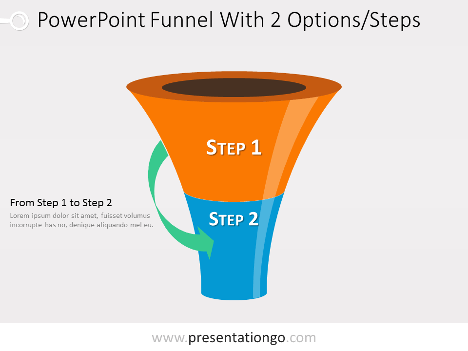 Embudo gratis para PowerPoint de 2 niveles con flechas verdes