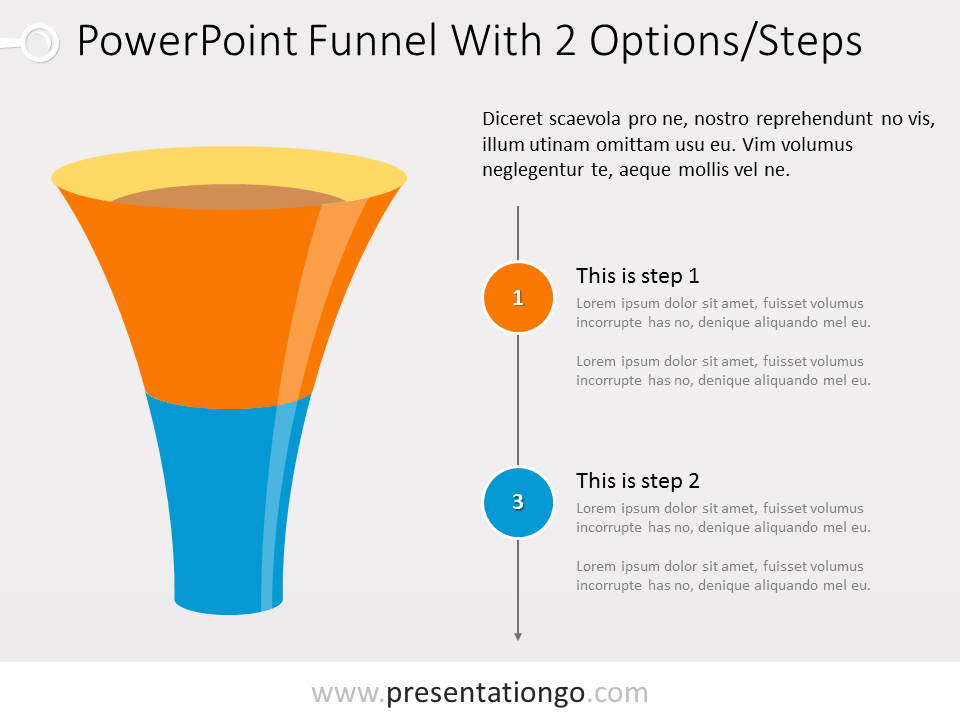 Embudo gratis para PowerPoint de 2 Pasos a la Izquierda Con Texto