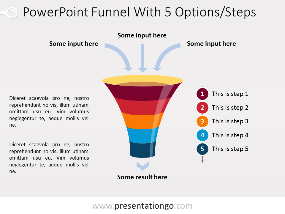 Diagrama gratis de Embudo en Powerpoint Con 5 Pasos
