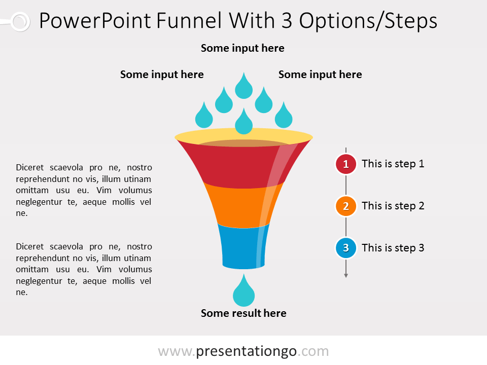 Diagrama gratis de Embudo Vertical Para Powerpoint Con 3 Etapas