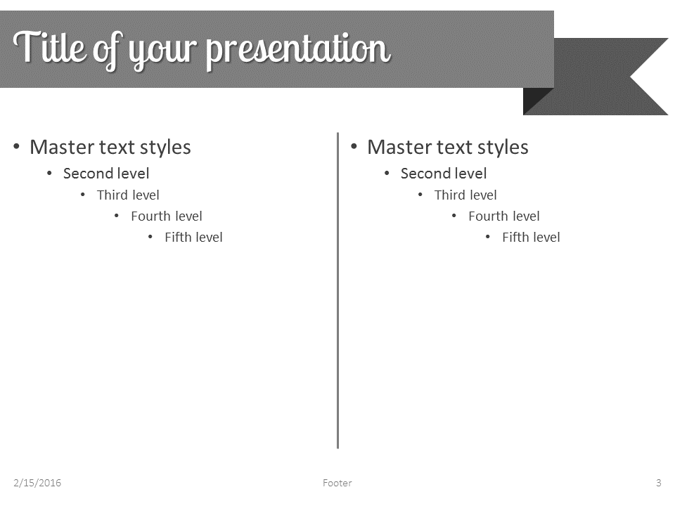 gray ribbon banner powerpoint template