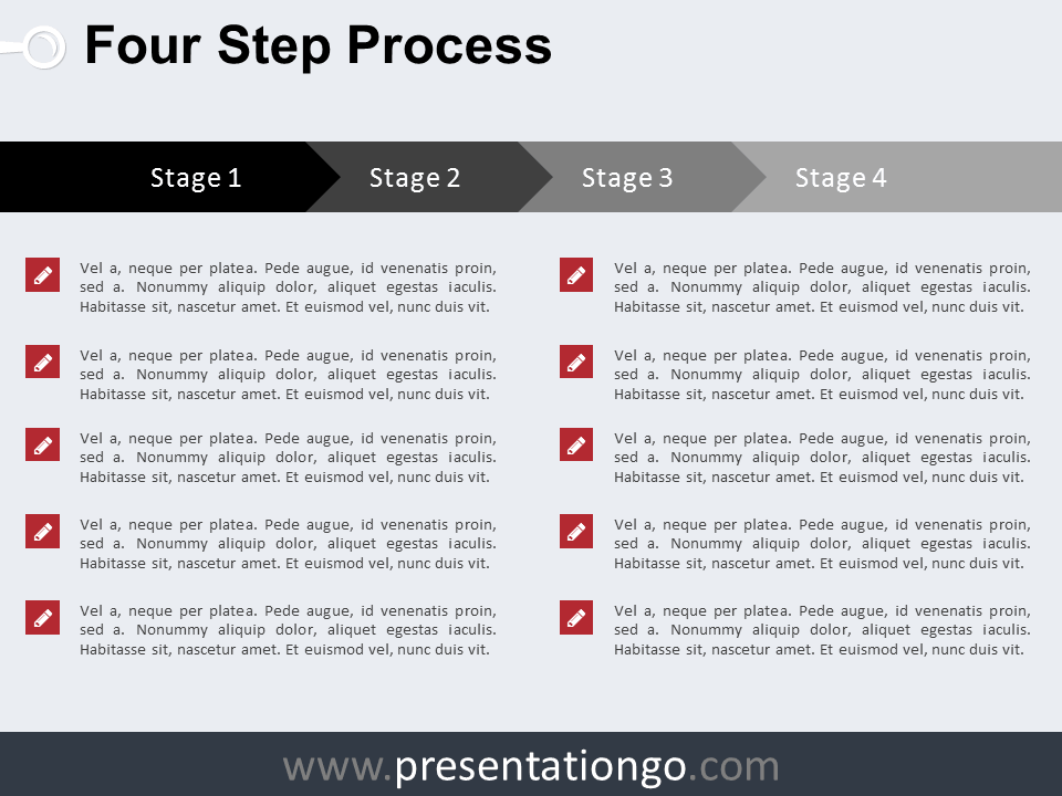Plantilla Powerpoint Gratis de Proceso en 4 Pasos