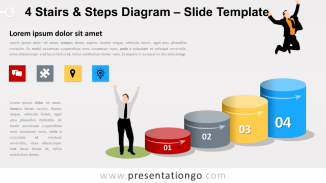 Diagrama Gratis de Cuatro Escalones Y Pasos Para PowerPoint y Google Slides