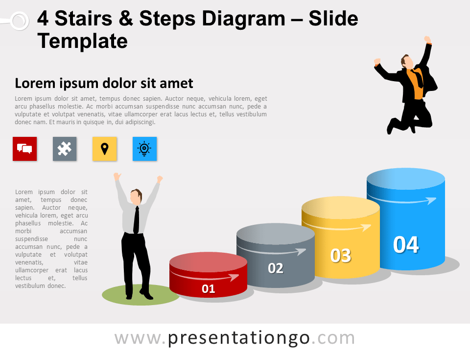 Diagrama Gratis de Cuatro Escalones Y Pasos Para PowerPoint y Google Slides