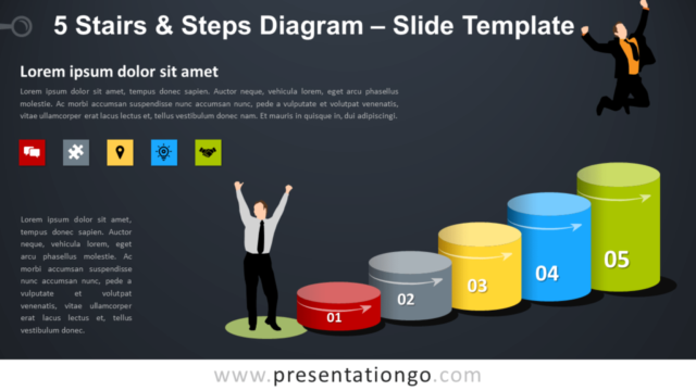 Diagrama Gratis de 5 Escalones Y Pasos Para PowerPoint Y Google Slides