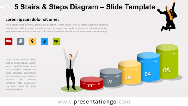 Diagrama Gratis de 5 Escalones Y Pasos Para PowerPoint Y Google Slides