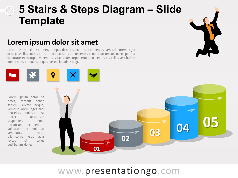 Diagrama Gratis de 5 Escalones Y Pasos Para PowerPoint Y Google Slides