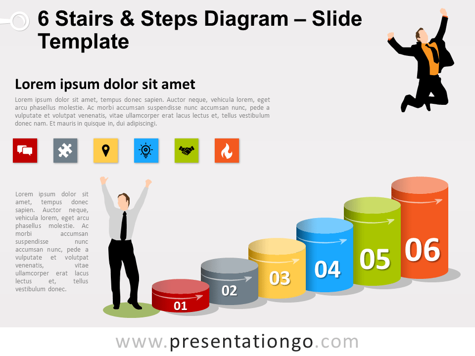 Diagrama Gratis de 6 Escalones Y Pasos Para PowerPoint Y Google Slides