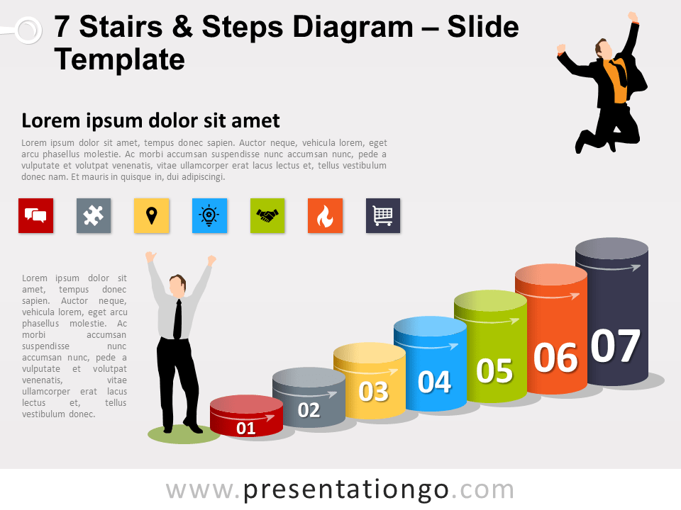 Diagrama Gratis de 7 Escalones Y Pasos Para PowerPoint Y Google Slides