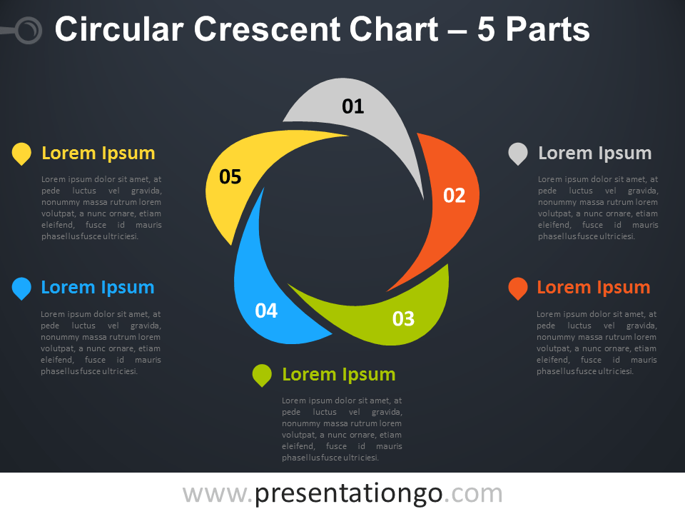 5-Parts Circular Crescent PowerPoint Chart - PresentationGo