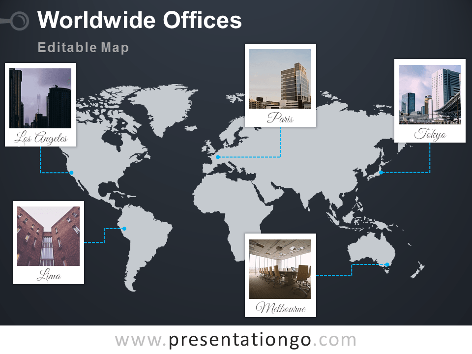 World Map Offices Powerpoint Template Presentationgo