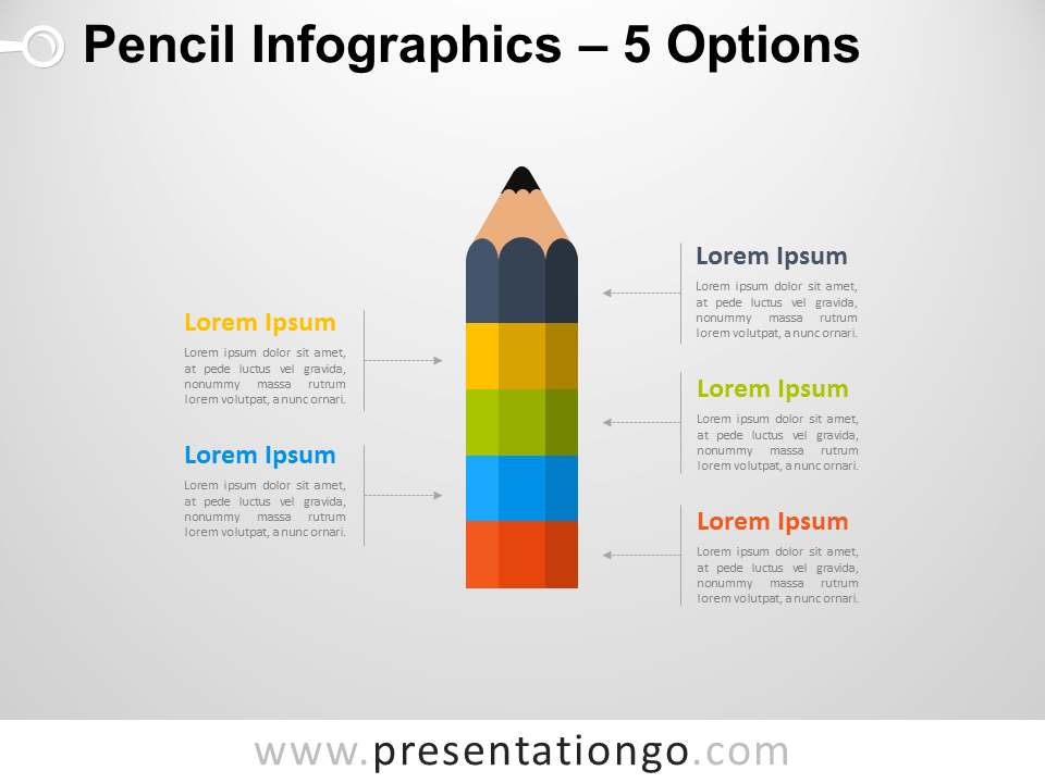 Lápiz Infográfico Gratis Con 5 Opciones Para PowerPoint