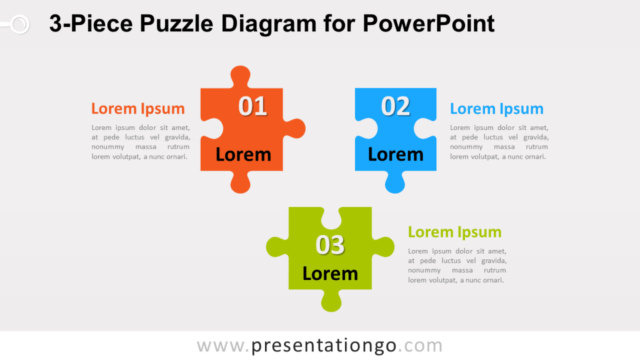 Diagrama Gratis de Rompecabezas de 3 Piezas Para PowerPoint