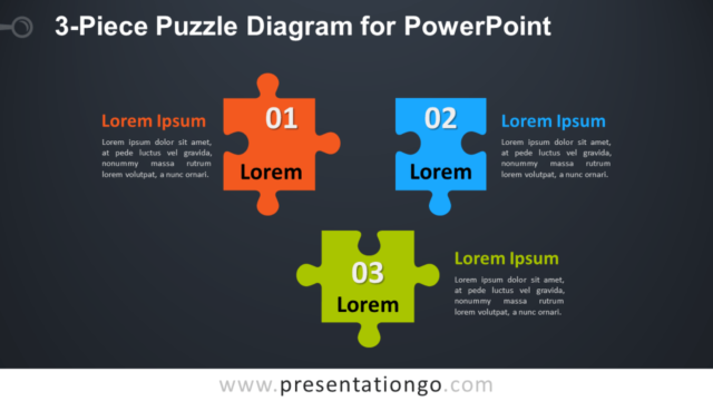 Diagrama Gratis de Rompecabezas de 3 Piezas Para PowerPoint