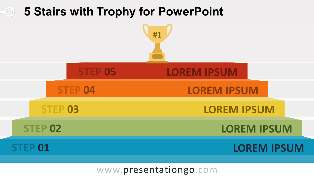 Free 5-Stairs Trophy Diagram for PowerPoint - Widescreen
