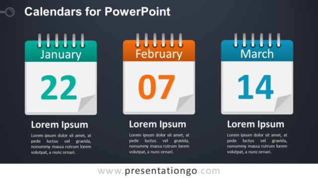Diagrama Gratis de 3 Calendarios Para PowerPoint
