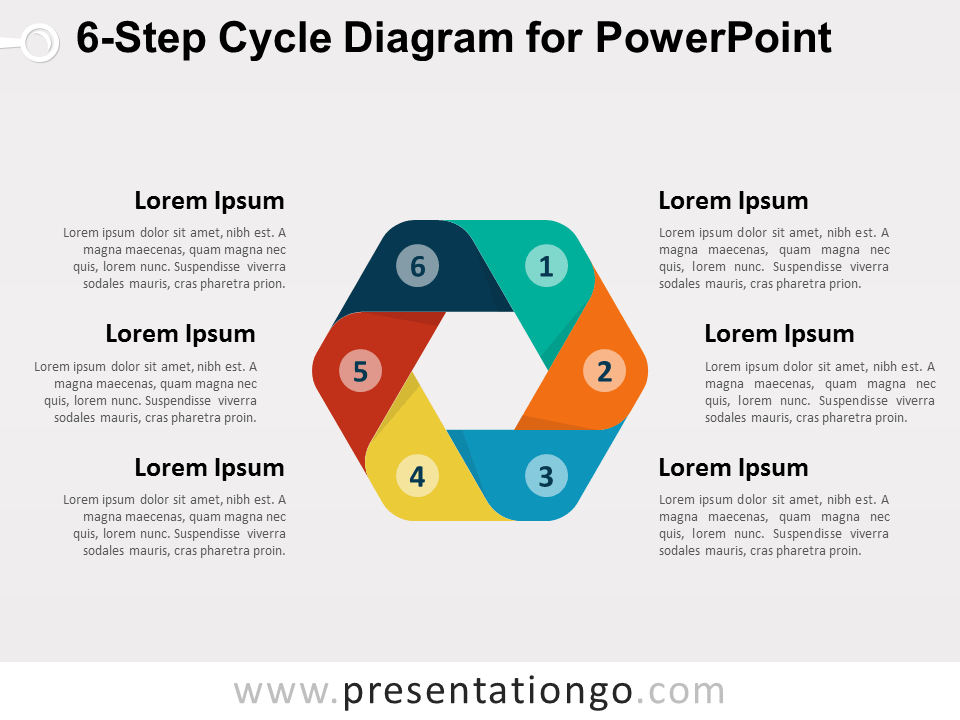 Diagrama Gratis de Ciclo de 6 Pasos Para PowerPoint