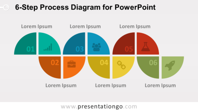 Diagrama Gratis de Proceso en 6 Pasos Para PowerPoint