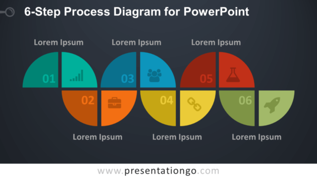 Diagrama Gratis de Proceso en 6 Pasos Para PowerPoint