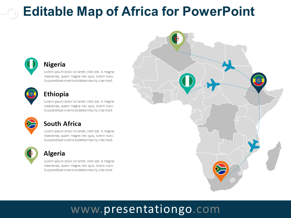 Mapa Editable Gratis de África en PowerPoint