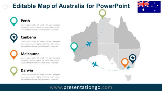 Mapa Editable Gratis de Australia en PowerPoint