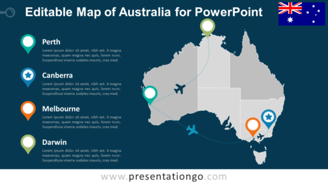 Mapa Editable Gratis de Australia en PowerPoint