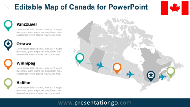 Mapa Editable Gratis de Canadá en PowerPoint