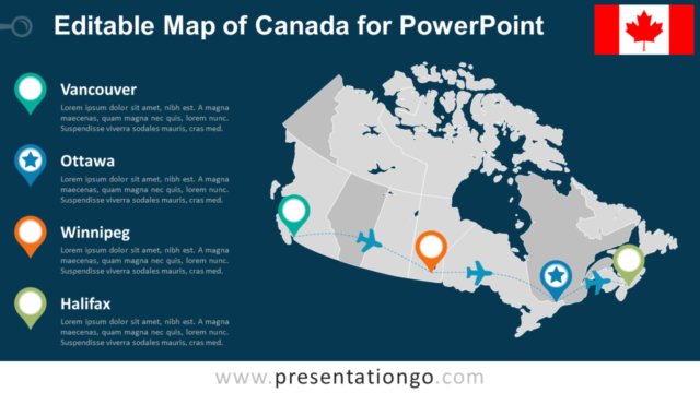 Mapa Editable Gratis de Canadá en PowerPoint