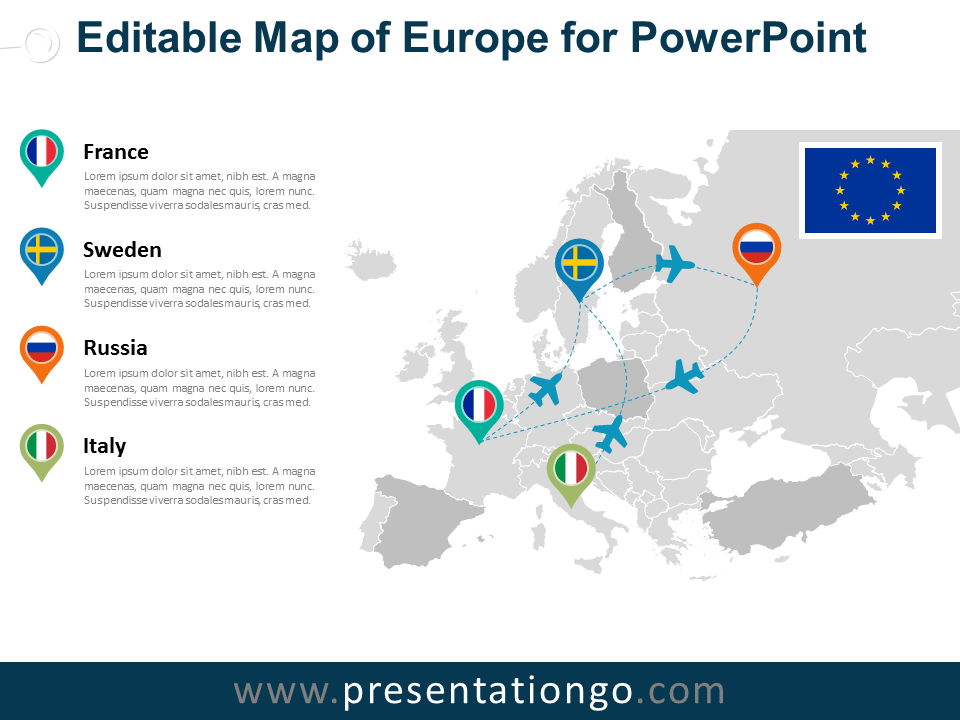 Mapa Editable de Europa Gratis en PowerPoint