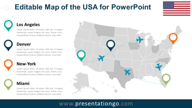 Mapa PowerPoint Editable Gratis de Estados Unidos