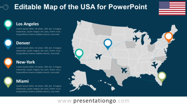 Mapa PowerPoint Editable Gratis de Estados Unidos