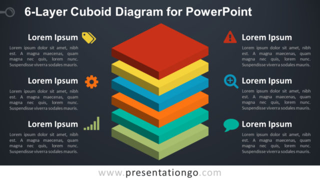Diagrama Gratis de Cuboide de 6 Capas Para PowerPoint