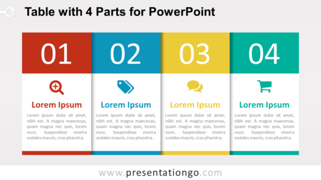 Diagrama Gratis de Tabla de 4 Partes Para PowerPoint