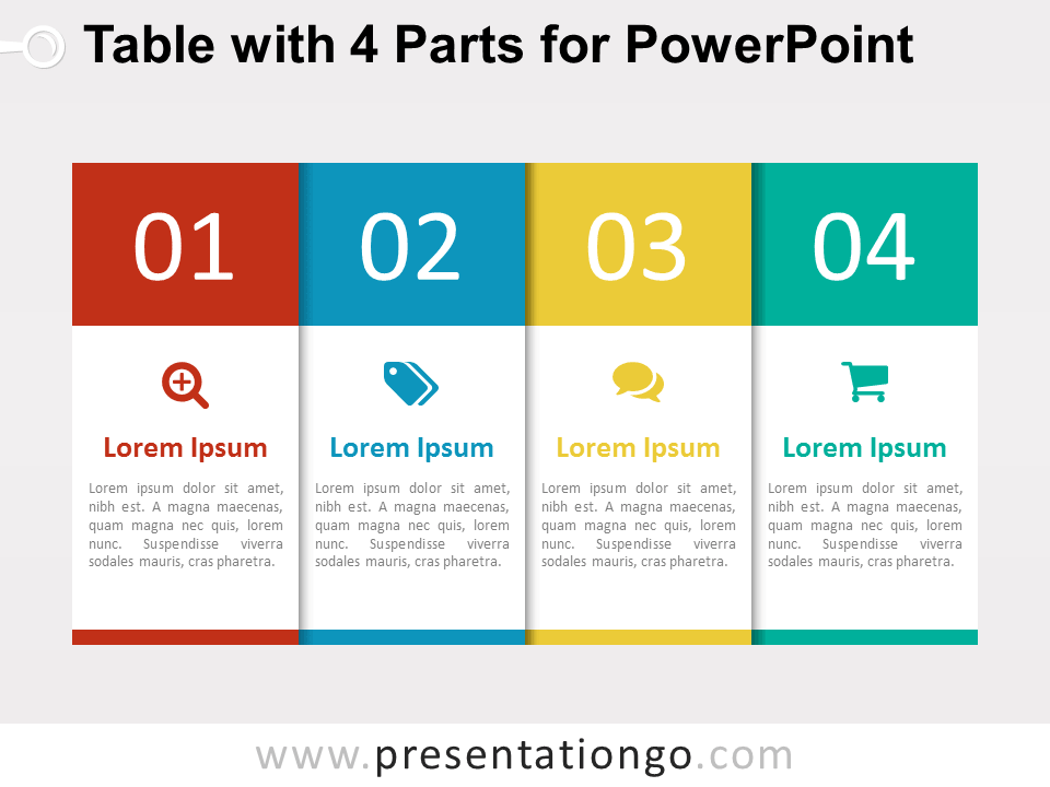 Diagrama Gratis de Tabla de 4 Partes Para PowerPoint