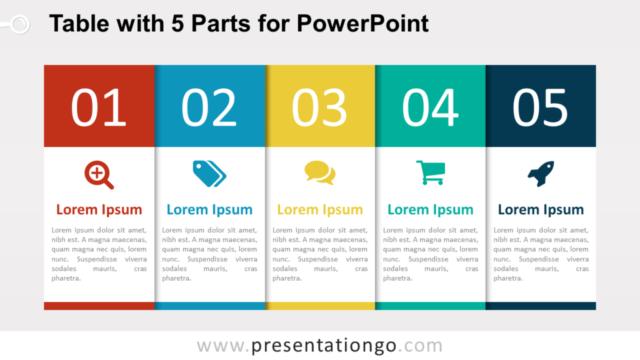 Diagrama Gratis de Tabla de 5 Partes Para PowerPoint