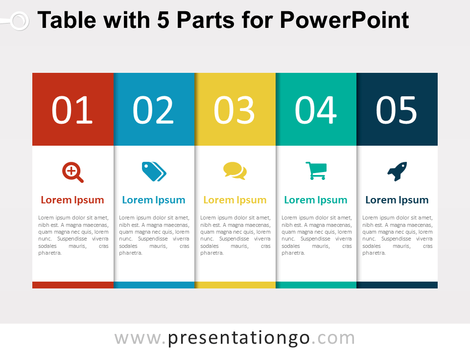 Diagrama Gratis de Tabla de 5 Partes Para PowerPoint