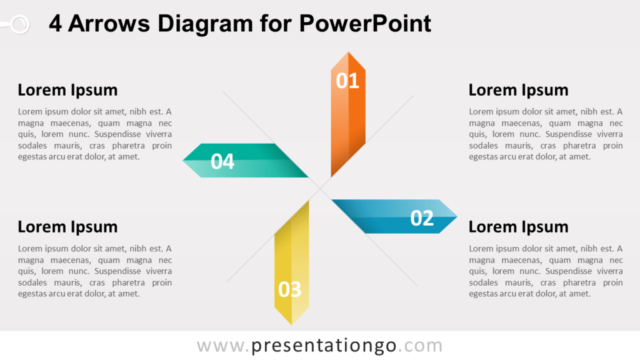 Diagrama Gratis Para PowerPoint Con 4 Flechas
