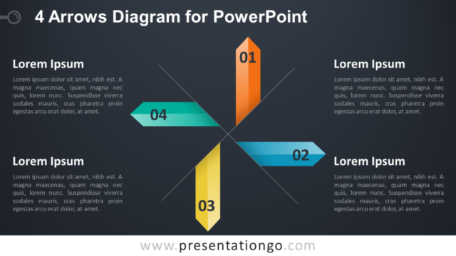 Diagrama Gratis Para PowerPoint Con 4 Flechas