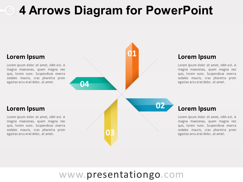 Diagrama Gratis Para PowerPoint Con 4 Flechas