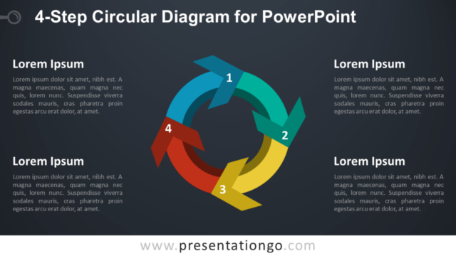 Diagrama Circular Gratis de 4 Pasos Para PowerPoint