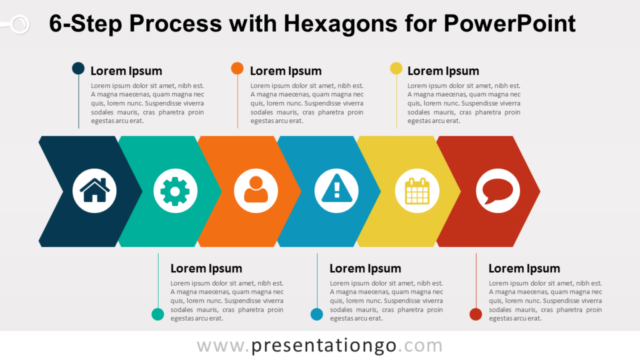 Proceso Gratis de 6 Pasos Con Hexágonos Para PowerPoint