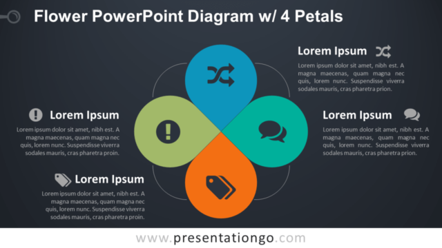 Diagrama Gratis de Flor Con 4 Pétalos Para PowerPoint