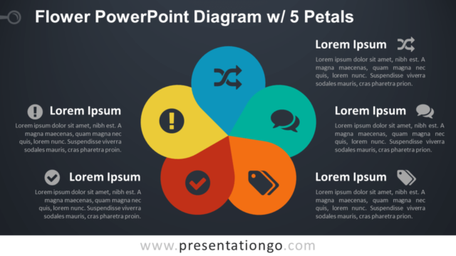 Diagrama Gratis de Flor Con 5 Pétalos Para PowerPoint